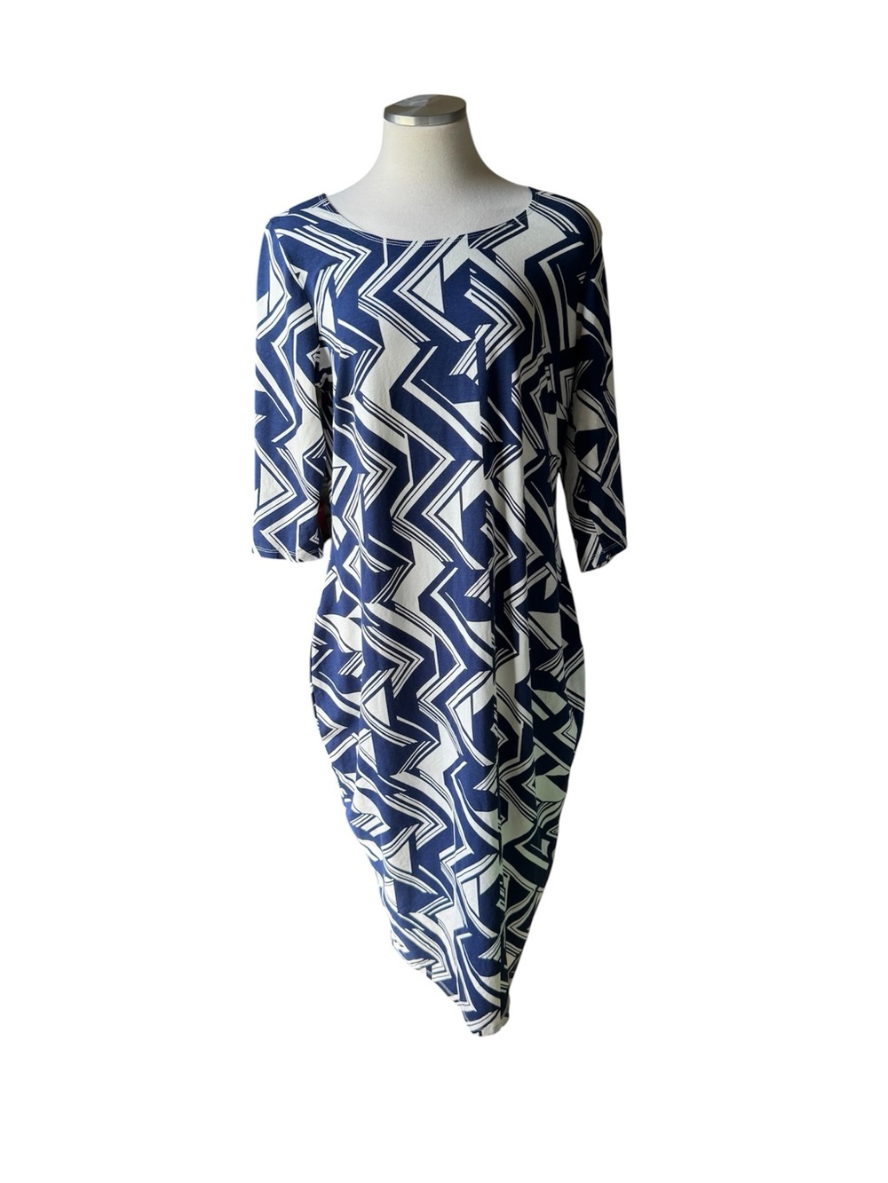 ASOS Curve Navy and White Geometric Maxi Dress